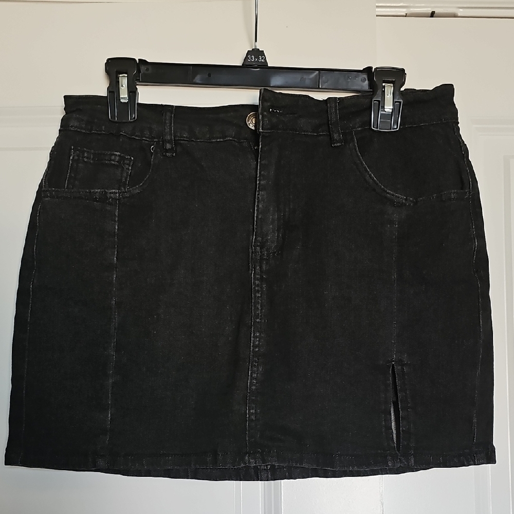 Classic Black Denim STRETCH Skort